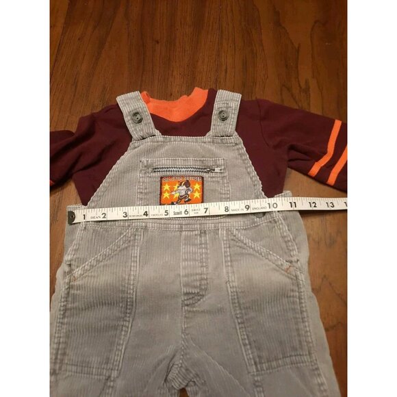 A little Angel Vintage 70s Toddler Boy Corduroy Overalls Football 12 Months - Picture 8 of 13